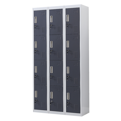 12-Door Locker for Office Gym Shed School Home Storage - Standard Lock with Keys