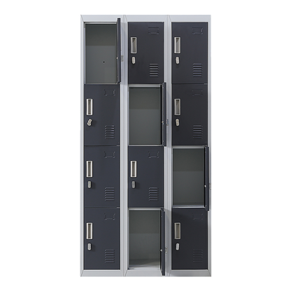 12-Door Locker for Office Gym Shed School Home Storage - Padlock-operated