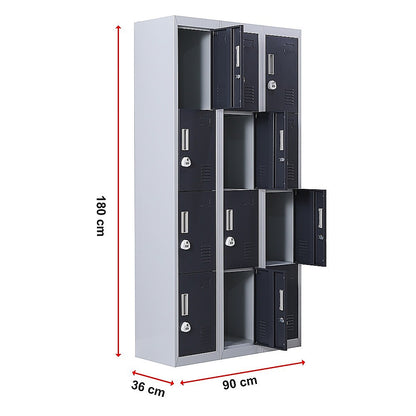 12-Door Locker for Office Gym Shed School Home Storage - 3-Digit Combination Lock