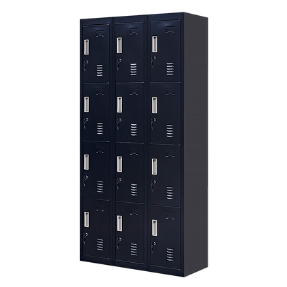 12-Door Locker for Office Gym Shed School Home Storage - Standard Lock with Keys