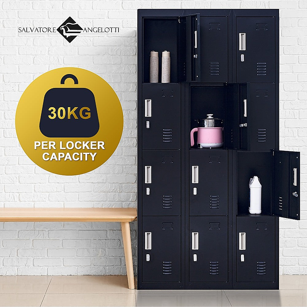 12-Door Locker for Office Gym Shed School Home Storage - Padlock-operated