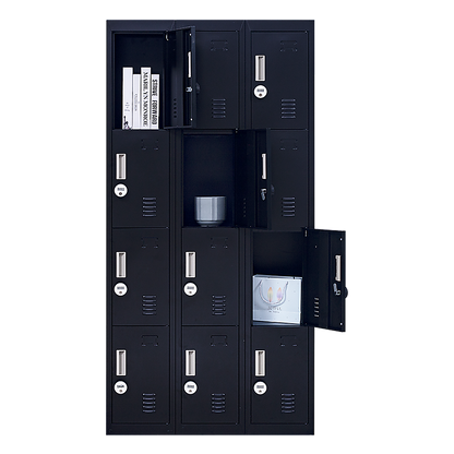 12-Door Locker for Office Gym Shed School Home Storage - 4-Digit Combination Lock