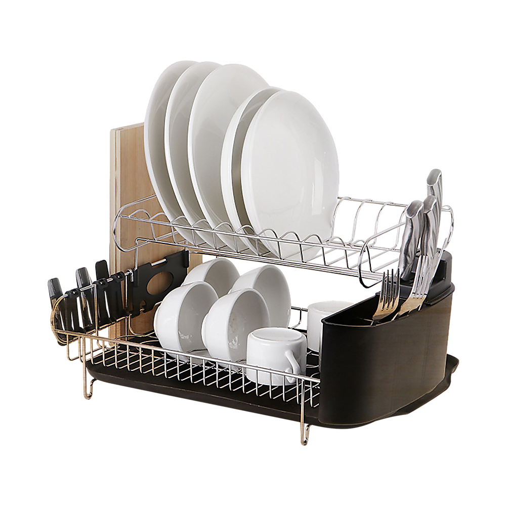 Dish Drying Rack Drainer Cup Plate Holder Cutlery Tray Kitchen Organiser