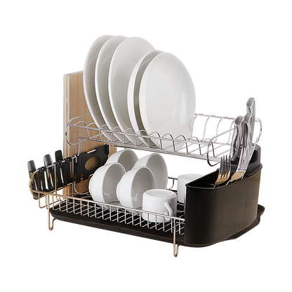 Dish Drying Rack Drainer Cup Plate Holder Cutlery Tray Kitchen Organiser