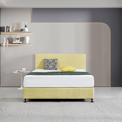 Linen Fabric Queen Bed Deluxe Headboard Bedhead - Sulfur Yellow