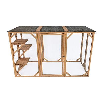 180cm Large Cat Enclosure Wooden Outdoor Cage with 3 Platforms