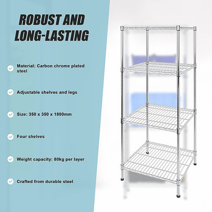 Modular Wire Storage Shelf 350 x 350 x 1800mm Steel Shelving