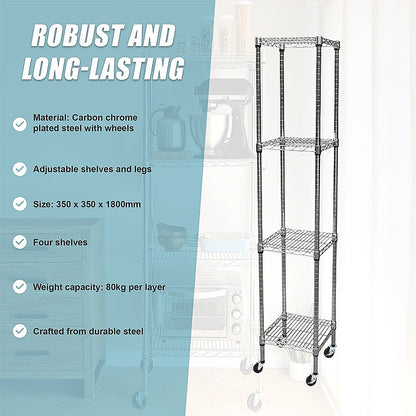 Modular Wire Storage Shelf 350 x 350 x 1800mm Steel Shelving