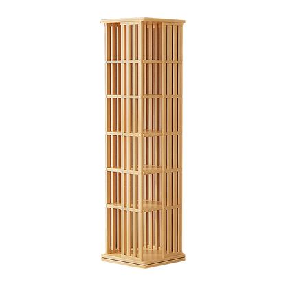 360 Rotating Bookshelf Bamboo Storage Display Rack Shelving in Wood