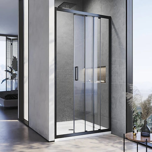 170-185cm Adjustable Wall to Wall Sliding Glass Shower Door in Black