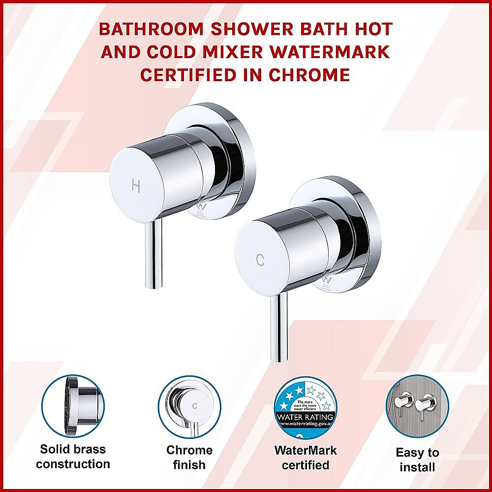 Bathroom Shower Bath Hot and Cold Mixer WATERMARK Certified in Chrome