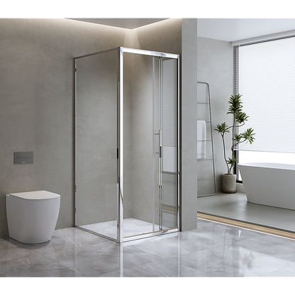 40mm Adjustable Contemporary Corner Sliding Chrome Shower Screen 90x92cm