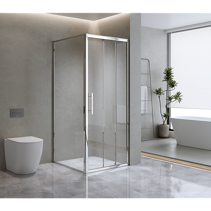 40mm Adjustable Contemporary Corner Sliding Chrome Shower Screen 90x92cm