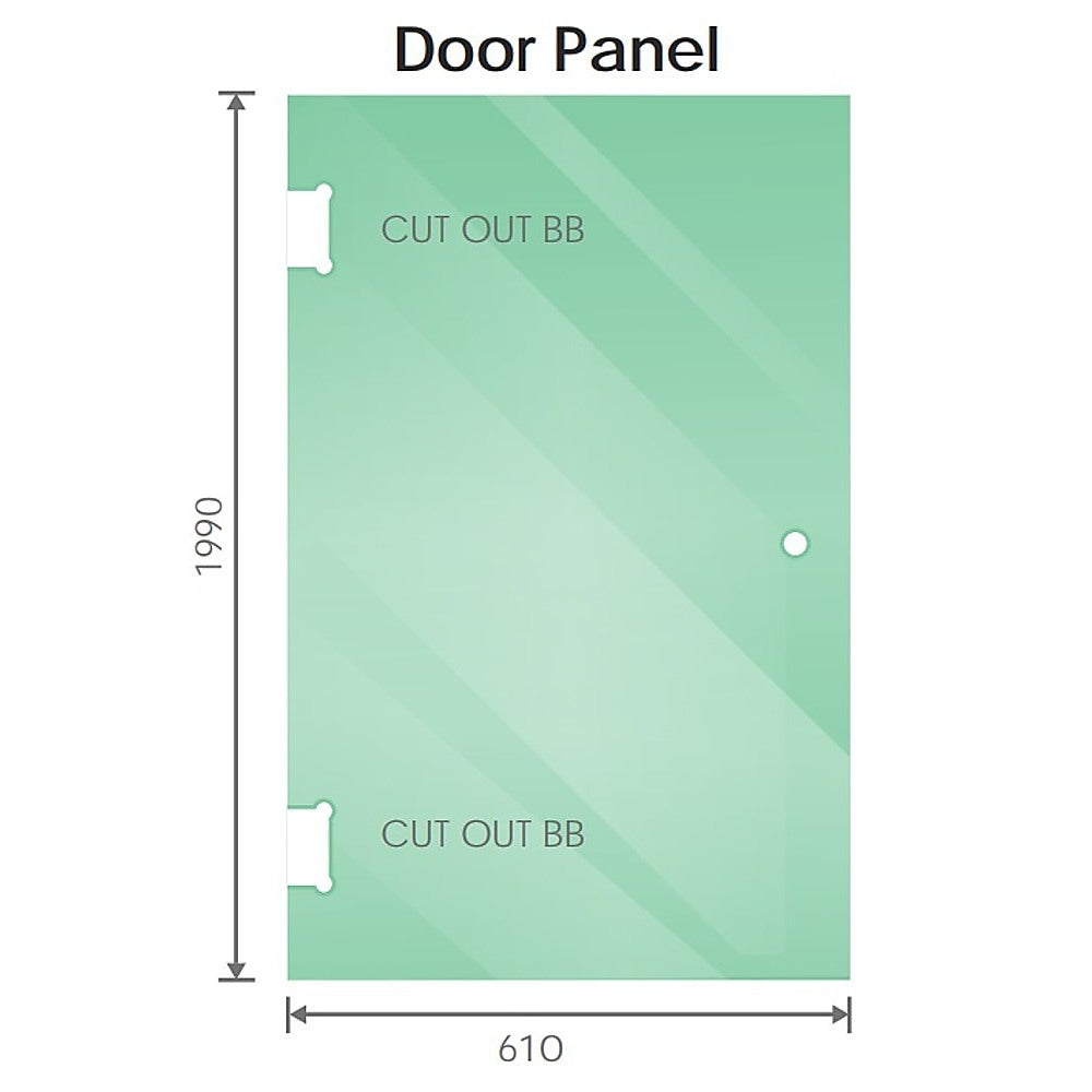 90x80cm Corner Frameless Shower Screen with Black Brackets and SS Hinges, Square Knob Handle