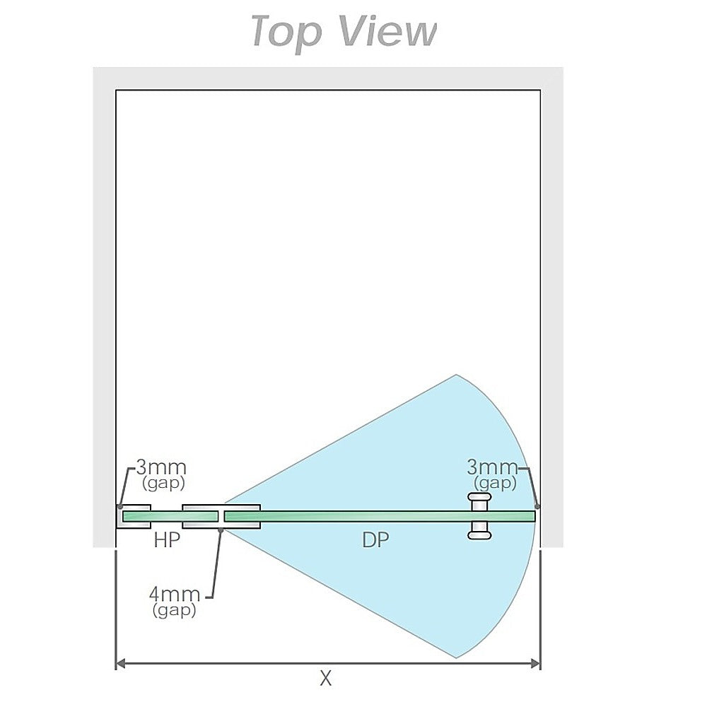 90x80cm Corner Frameless Shower Screen with Black Brackets and SS Hinges, Square Knob Handle