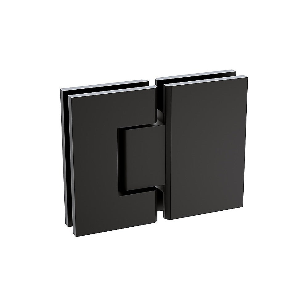 90x80cm Corner Frameless Shower Screen with Black Brackets and SS Hinges, Square Knob Handle