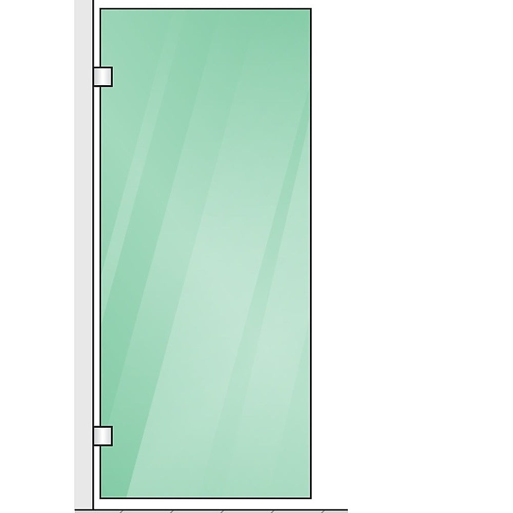 100x80cm Corner Frameless Shower Screen with Chrome Brackets and SS Hinges, Square Knob Handle