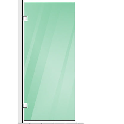 100x80cm Corner Frameless Shower Screen with Chrome Brackets and SS Hinges, Square Knob Handle