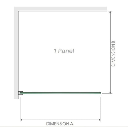 120x70cm Corner Frameless Shower Screen with Black Channel and SS Hinges, Square Knob Handle