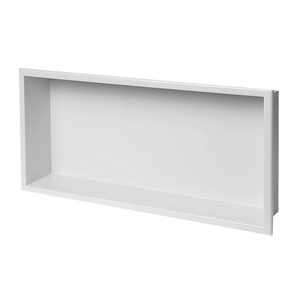 641 x 336 x 101mm Shower Niche Single Shelf Organizer No Tile Needed in White