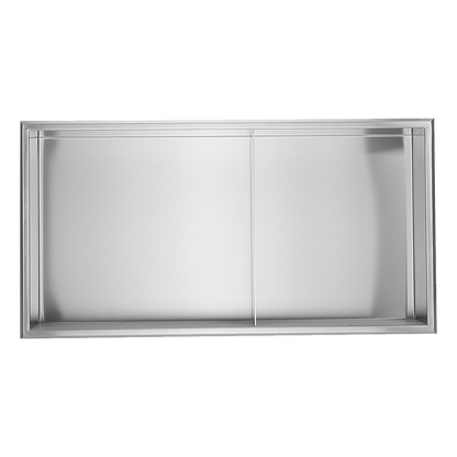 641 x 336 x 101mm Shower Niche Double Shelf Organizer No Tile Needed in Stainless Steel Finish