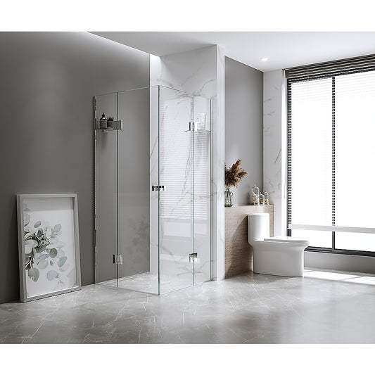 110x120cm Double Door Corner Shower Screen with Channels and SS Hinges - Chrome