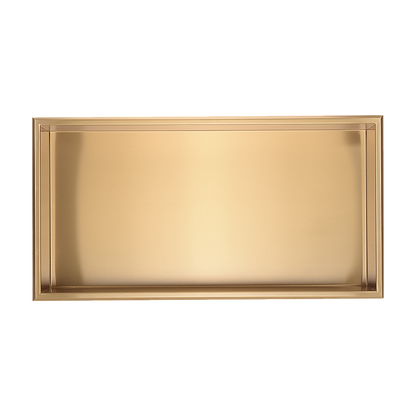 641 x 336 x 101mm Shower Niche Single Shelf Organizer No Tile Needed in Gold