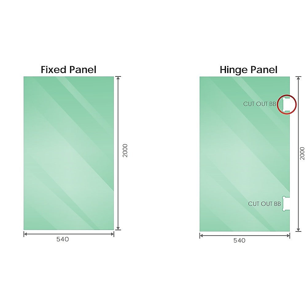 100cm Frameless Diamond Shower Screen with Chrome Brackets and SS Hinges, Round Knob Handle