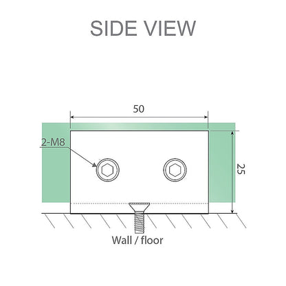 70x200cm Single Shower Glass Screen with White Wall U-Brackets