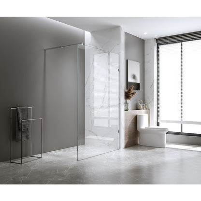 70x200cm Single Shower Glass Screen with Black Wall F-Brackets