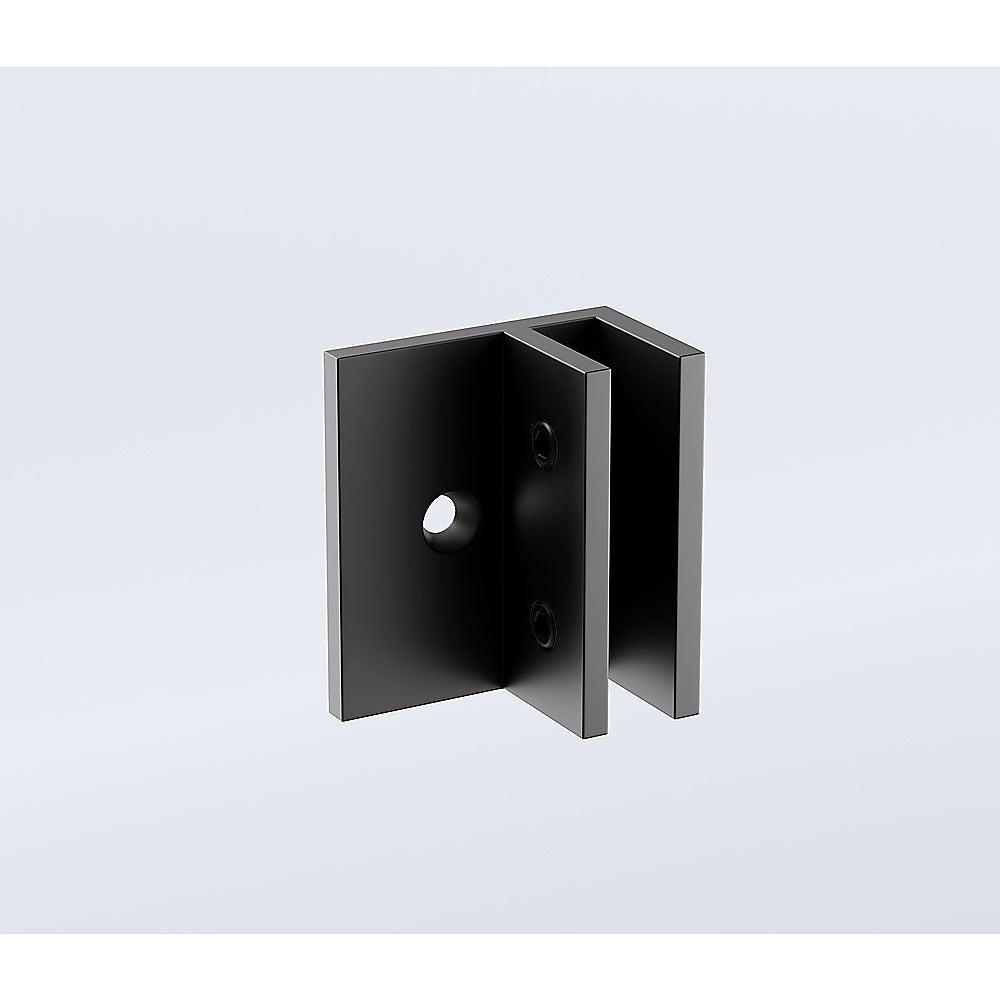 100x200cm Single Shower Glass Screen with Black Wall F-Brackets