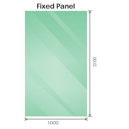 100x210cm Single Shower Glass Screen with White Wall U-Brackets