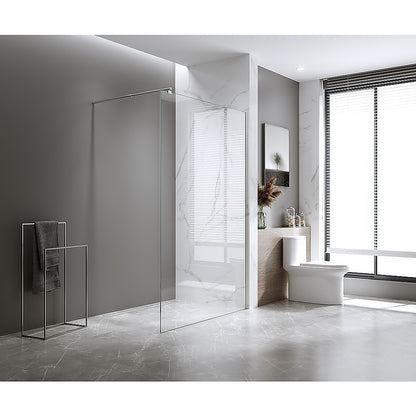 70x200cm Single Shower Glass Screen with White Wall Channel