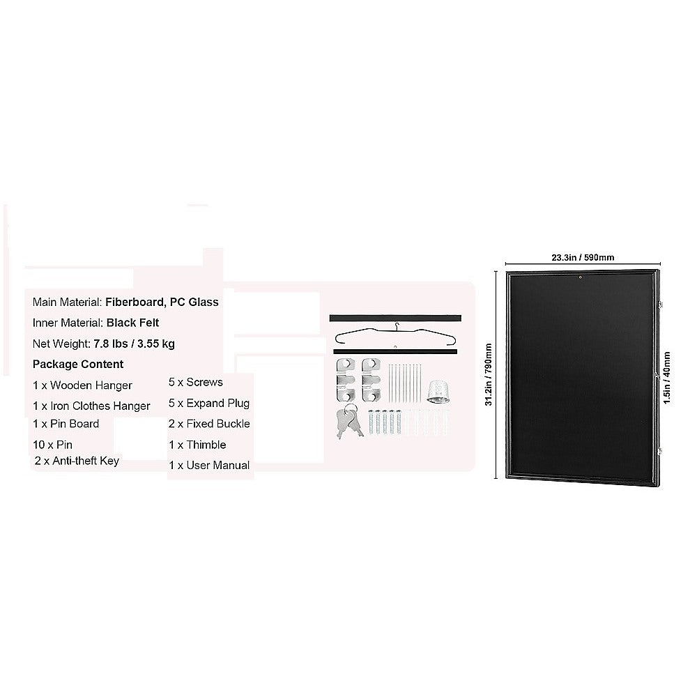 Jersey Display Frame Case 590 x 790 x 40mm Lockable JBox