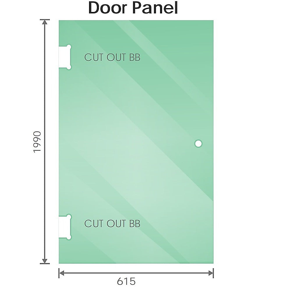 90cm Frameless Diamond Shower Screen with Chrome Brackets and SS Hinges, Round Handle