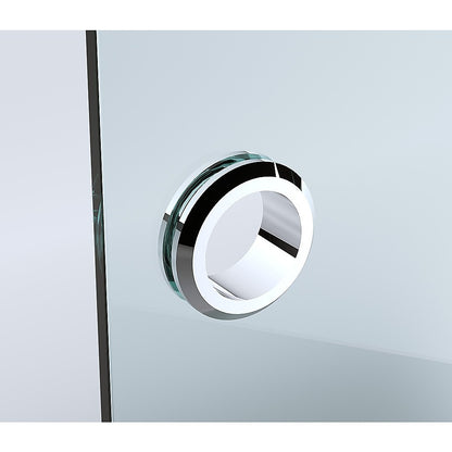 90cm Frameless Diamond Shower Screen with Chrome Brackets and SS Hinges, Round Handle