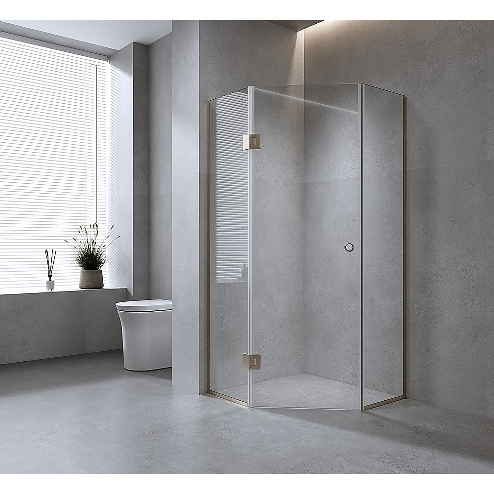 100cm Frameless Diamond Shower Screen with Chrome Channels and SS Hinges & Round Handle