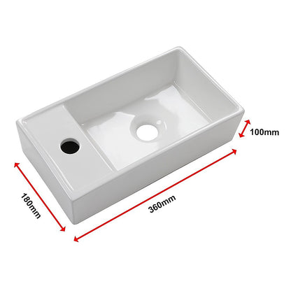 Small Compact Bathroom Cloakroom Hand Wash Basin Sink Ceramic Wall Hung