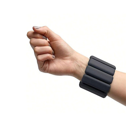 2-Piece Ankle & Wrist Weights – 2kg Pair Adjustable Workout Bangles (Black)