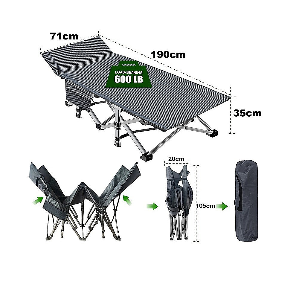 Camping Bed Elevated Cot with Mattress – Foldable Outdoor Sleeping Bed for Adults