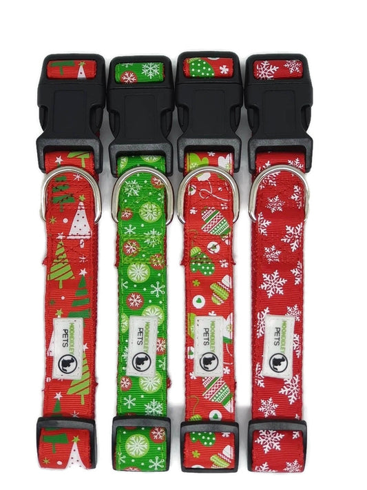 Christmas Dog Collars Adjustable Medium Red Mittens