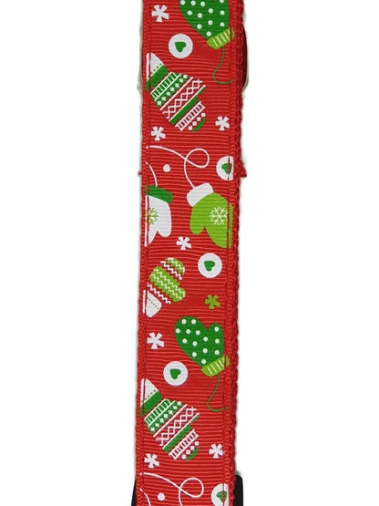 Christmas Dog Collars Adjustable Medium Red Mittens