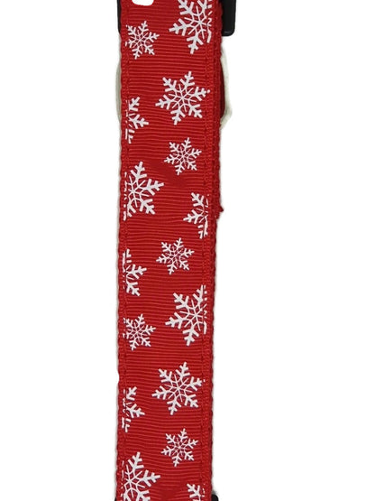 Christmas Dog Collars Adjustable Medium Red Snow Flakes