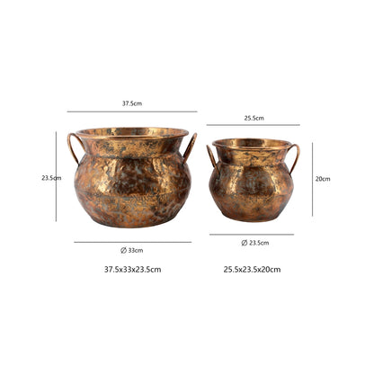 Set 2 Antique Lustre Pots 37cm