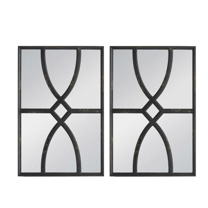 Set 2 Black Carved Wall Mirrors 67cm