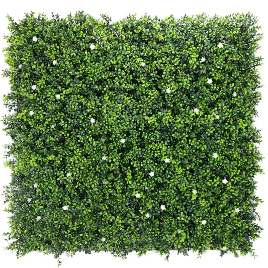 Luxury Flowering Artificial Buxus Hedge Panel UV Resistant Sample
