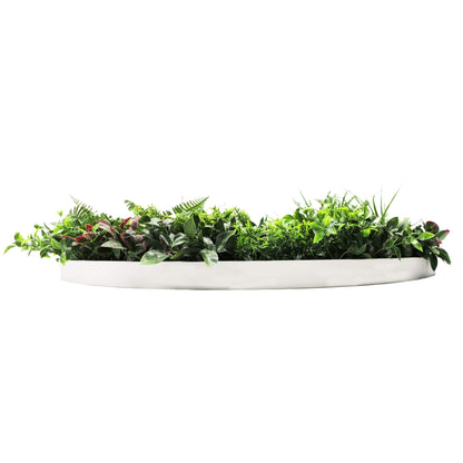 Slimline Artificial Green Wall Disc Art 100cm Country Fern UV Resistant (White)