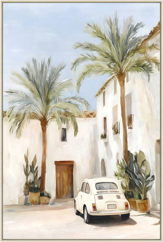 Mini Fiat Summer Artwork Framed Wall Art 80x120cm