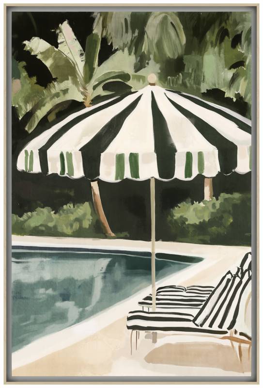 Jungle By The Pool Artwork Framed Wall Art 80x120cm