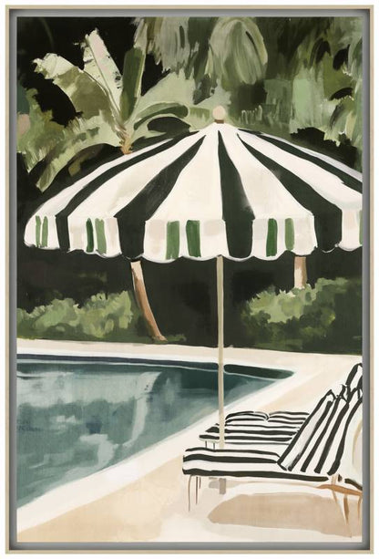 Jungle By The Pool Artwork Framed Wall Art 80x120cm